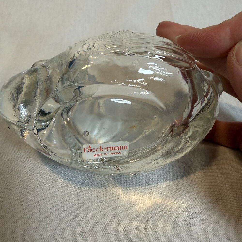 Bledermann Glass Swan Dish Vintage Made in Taiwan Clear Trinket Candy Bowl - Picture 7 of 7